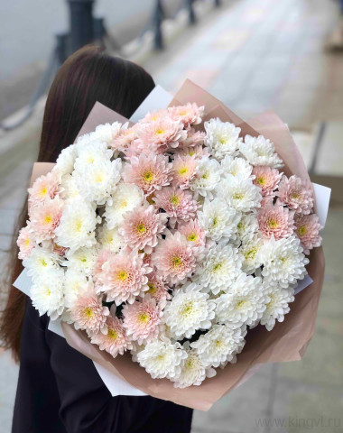 Пышный букет хризантем &quot;Пастель&quot; — Цветочный король
