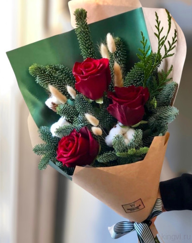 Букет из роз и нобилиса — Цветочный король