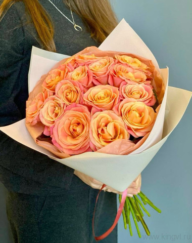 Букет из 15 роз &quot;Мисс Пигги&quot; — Цветочный король