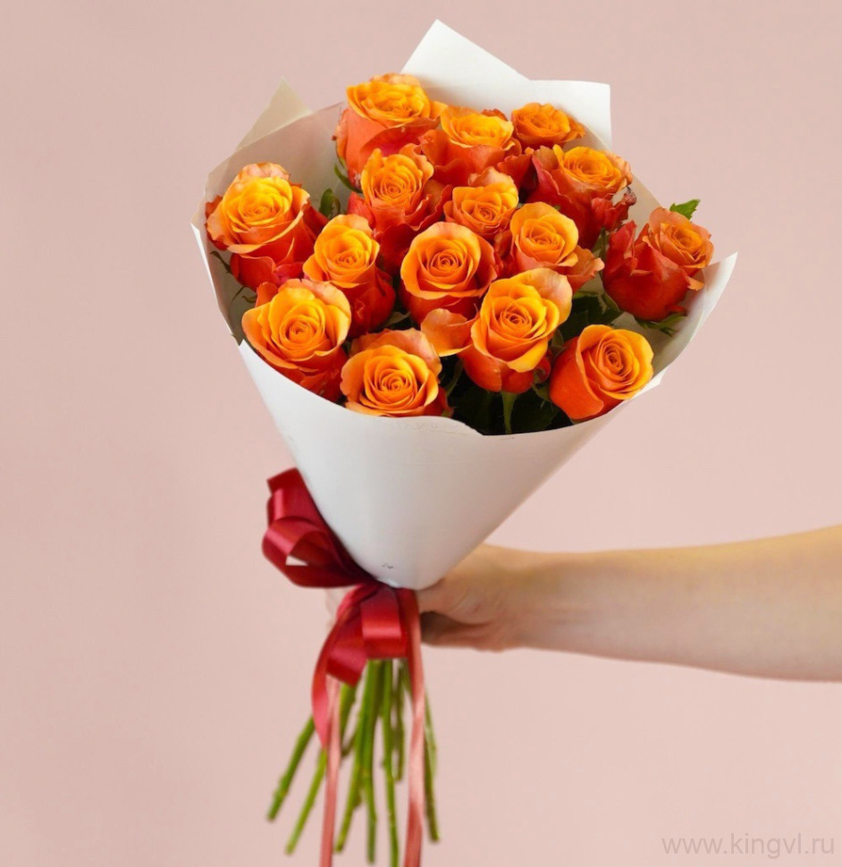 Букет из 15 огненных роз . Цветы Владивосток фото 1 — Цветочный король