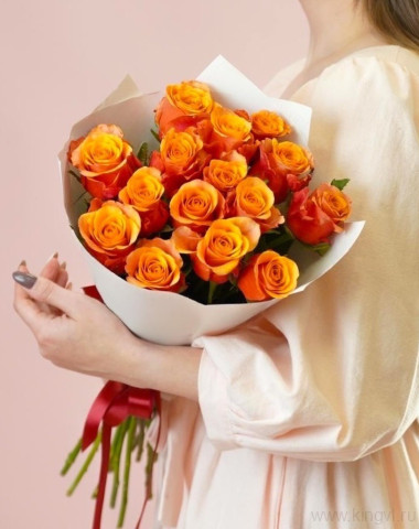 Букет из 15 огненных роз  — Цветочный король