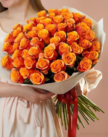 Букет огненных роз (51шт)  — Цветочный король