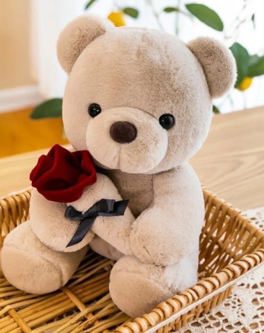 Мишка с розочкой 25см — Цветочный король