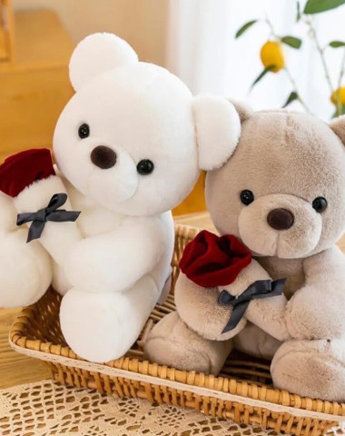 Мишка с розочкой 25см — Цветочный король