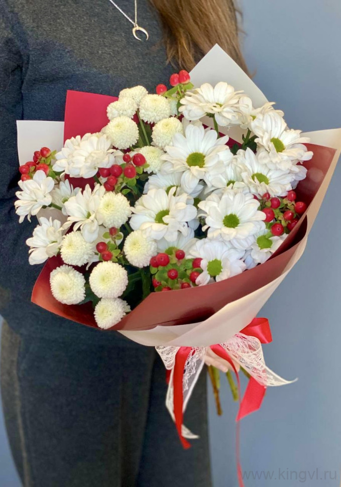 Букет " Гармония" с хризантемами. Цветы Владивосток фото 1 — Цветочный король