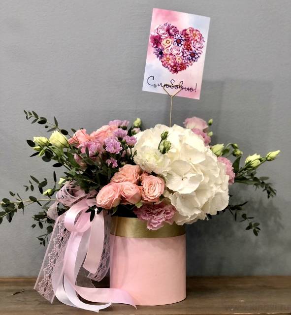 Композиция в коробке с гортензией