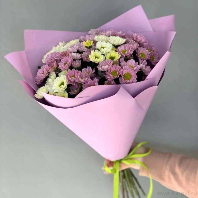 Букет бело-розовых сантини 