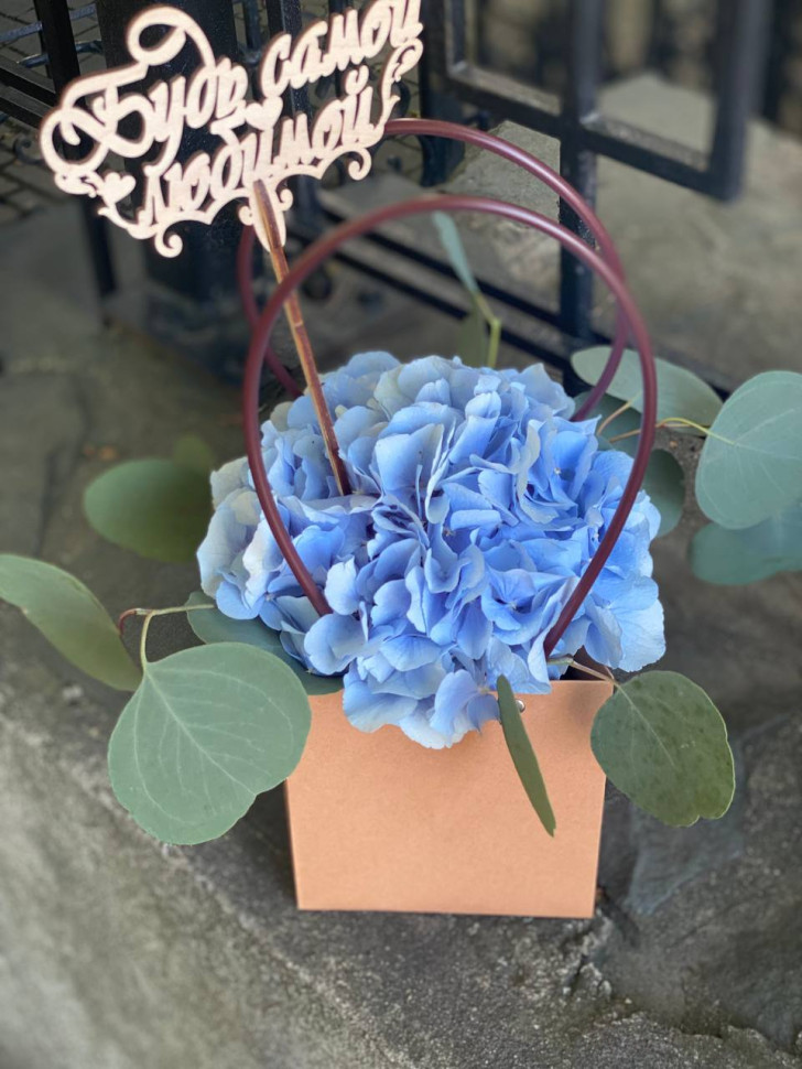 Сумочка-комплимент с гортензией. Цветы Владивосток