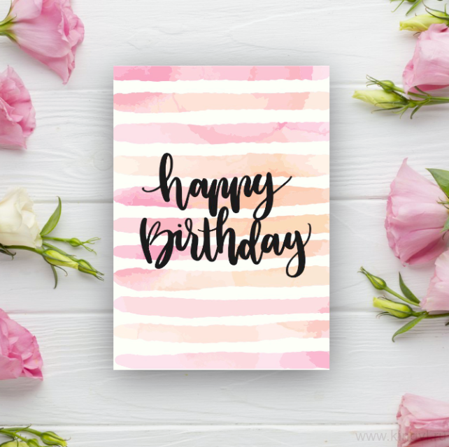 Открытка акварель "Happy Birthday"  