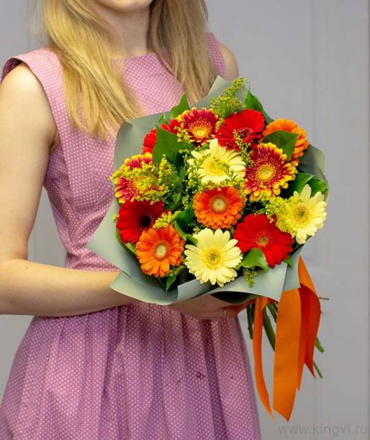 Букет из гермини и салидаго