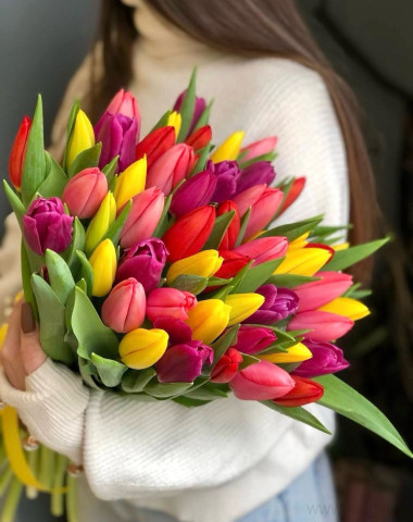 Букет разноцветных тюльпанов (51 шт) 1 &mdash; Цветочный король