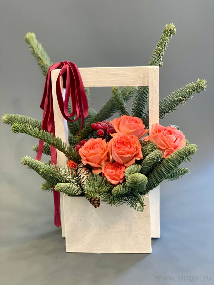 Зимняя сказка в ящике. Цветы Владивосток фото 1 &mdash; Цветочный король