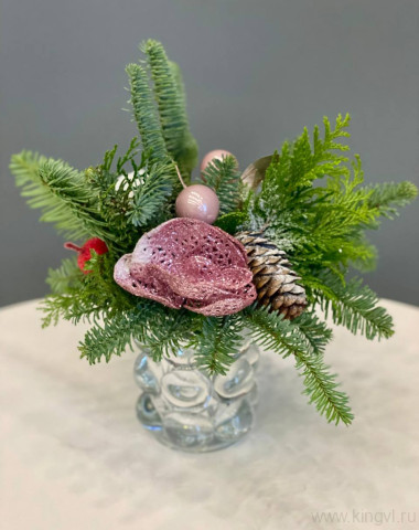 Мини-композиция  в стеклянной вазочке. &mdash; Цветочный король