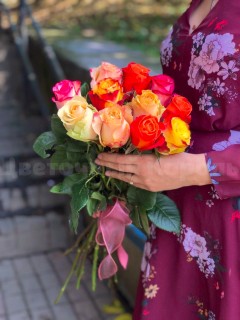 Микс"Страстный" 11 роз . Цветы Владивосток