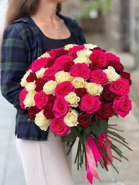 Букет разноцветных роз ( 51 шт) 