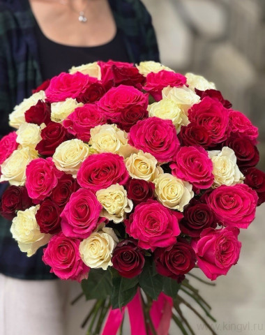 Букет разноцветных роз ( 51 шт)  — Цветочный король