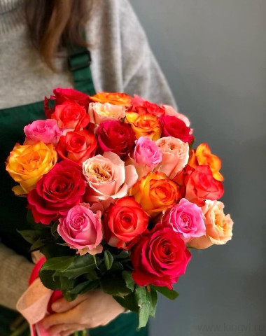 Микс &quot;Страстный&quot; 25 роз  — Цветочный король