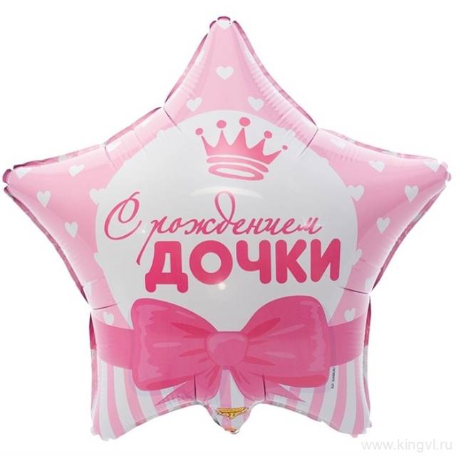 Фольгированный шар звезда «С рождением дочки»