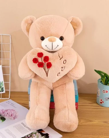 Плюшевый мишка с сердцем 55см — Цветочный король