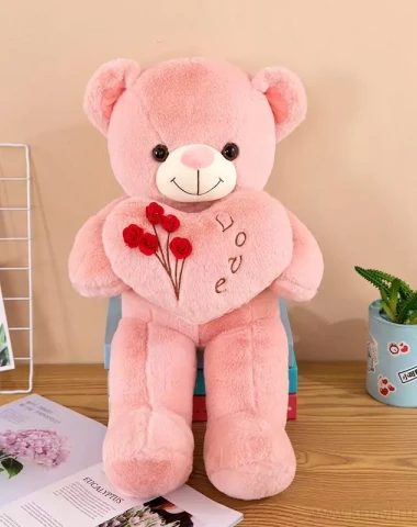 Плюшевый мишка с сердцем 55см — Цветочный король