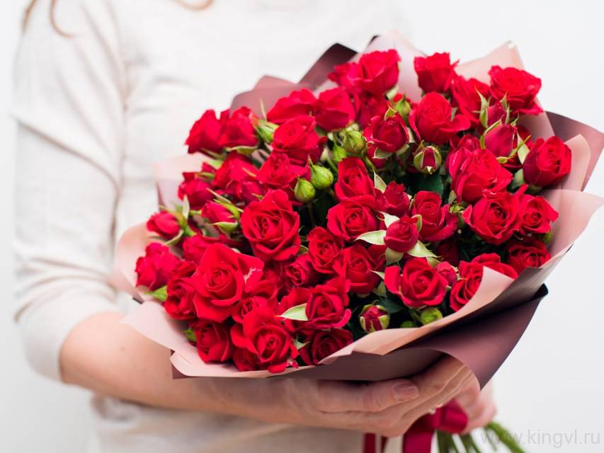 Красные кустовые розы