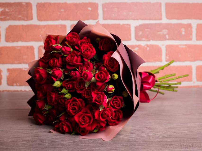 Красные кустовые розы